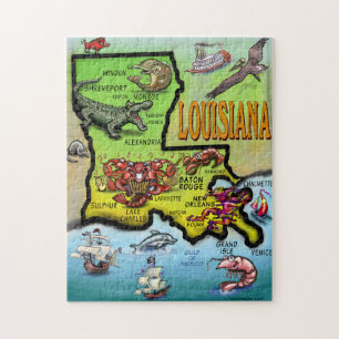 Puzzle de carte de bande dessinée de la Louisiane