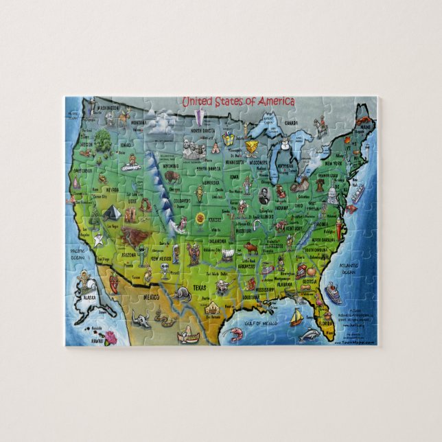 Puzzle de carte de bande dessinée des Etats-Unis (Horizontal)