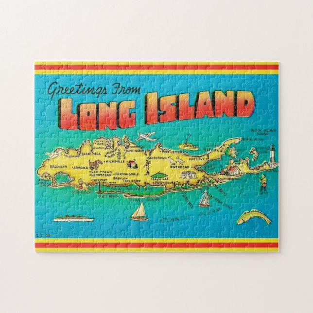 Puzzle de carte de vœux de Long Island 11x14 (Horizontal)