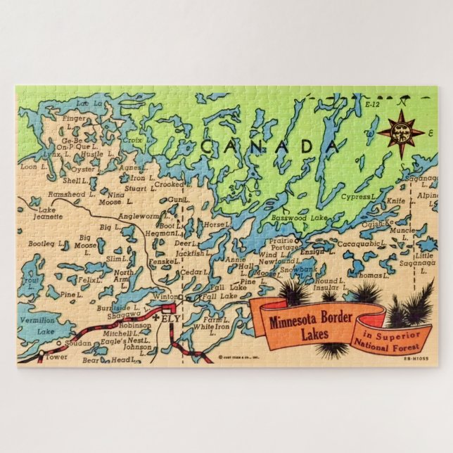 Puzzle de carte du Minnesota Lakes 20x30 (Horizontal)