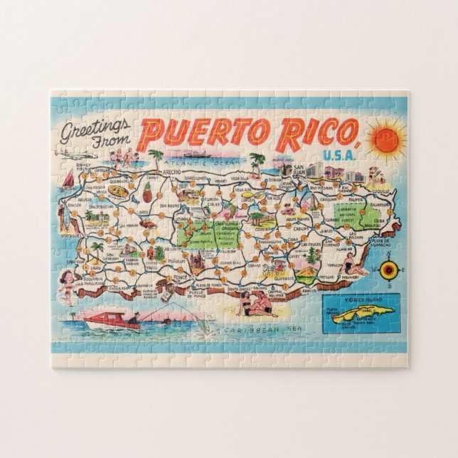 Puzzle de carte Porto Rico vintage (Horizontal)