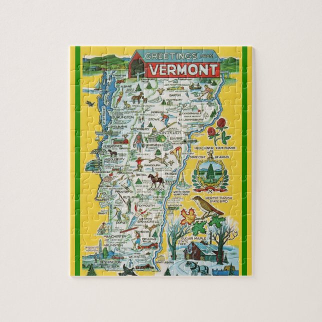 Puzzle de carte postale 8x10 du Vermont (Vertical)