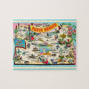 Puzzle de carte postale du Dakota du Nord 8x10