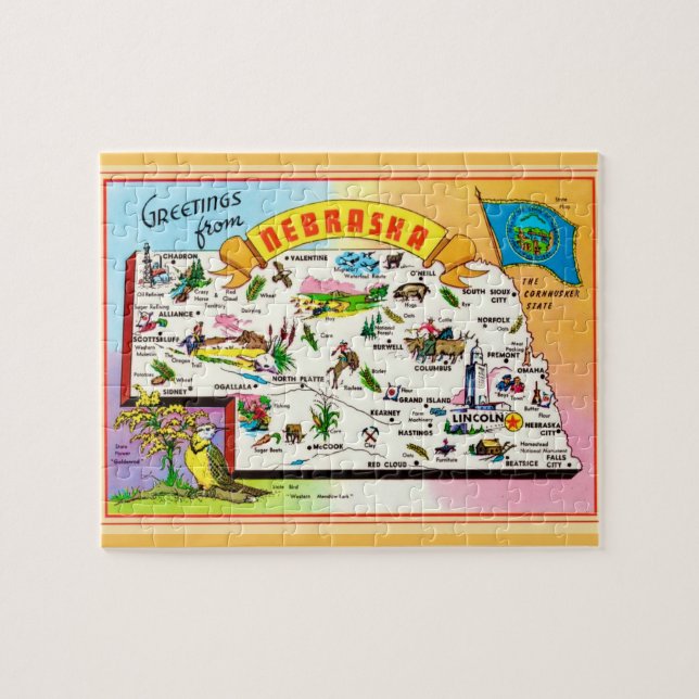 Puzzle de carte postale du Nebraska 8x10 (Horizontal)