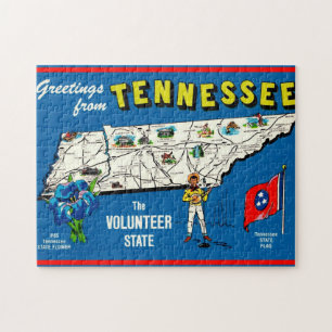 Puzzle de carte vintage du Tennessee 11x14