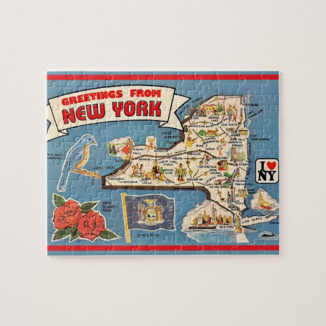 Puzzle de cartes Vintage de New York (Horizontal)