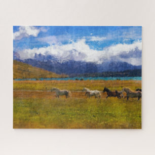 Puzzle de casse-tête aquarelle Chevaux sauvages