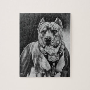 PUZZLE DE CHARCOIL PITBULL DRAWNING