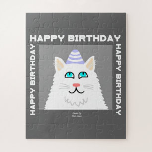 Puzzle de chat blanc Fluffy