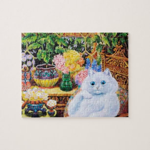 Puzzle de chat, chat de Louis Wain dans le jardin