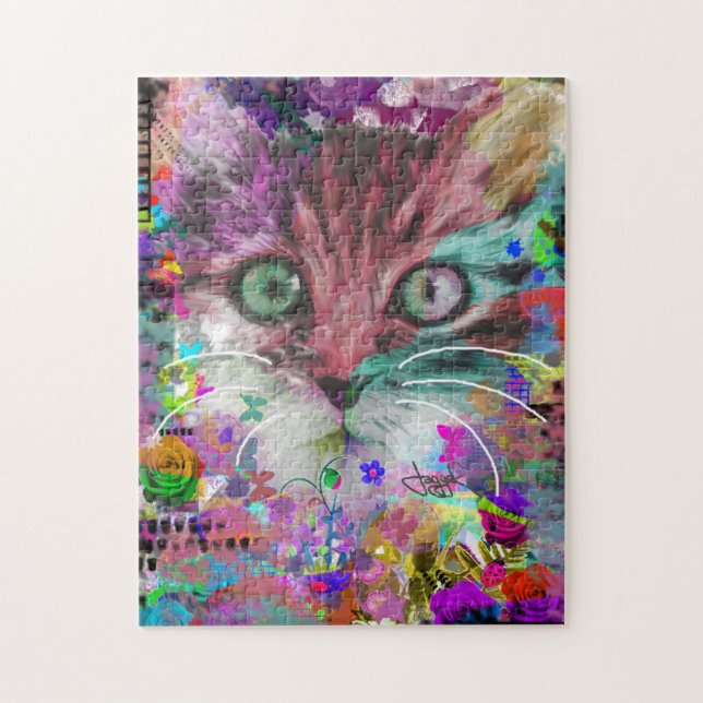 Puzzle de Chat et de Fleurs (Vertical)