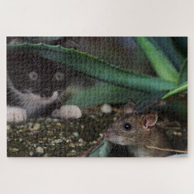 Puzzle de chat et de souris mignons (Horizontal)