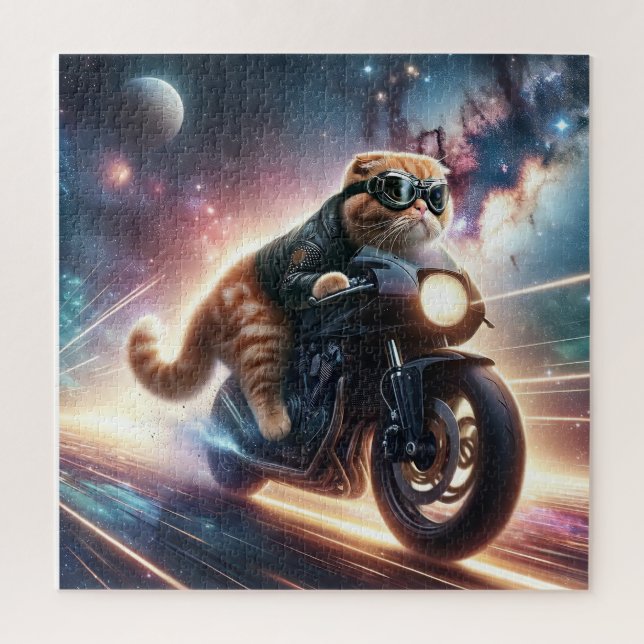 Puzzle de chat sur moto (Vertical)