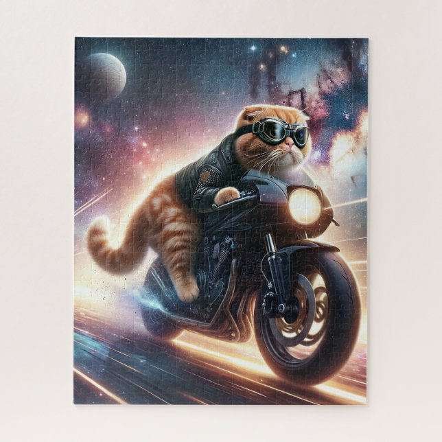 Puzzle de chat sur moto (Vertical)