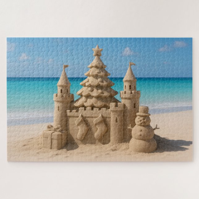 Puzzle de château de sable de Noël (Horizontal)