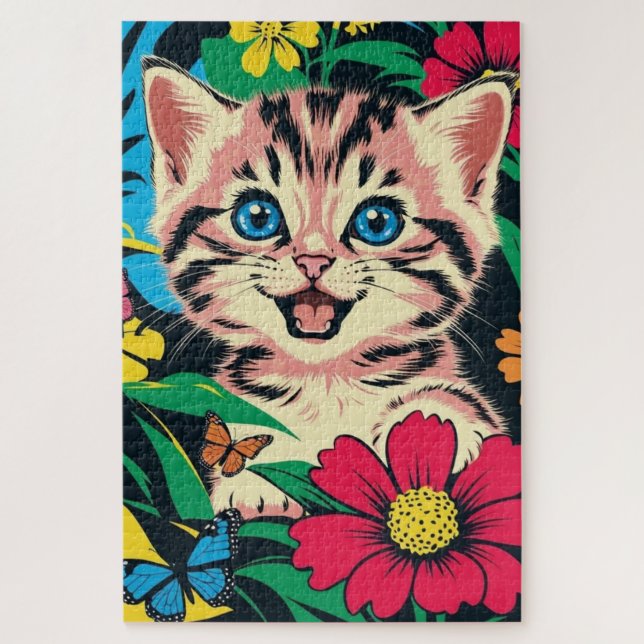 Puzzle de chaton mignon dans le style de peinture  (Vertical)