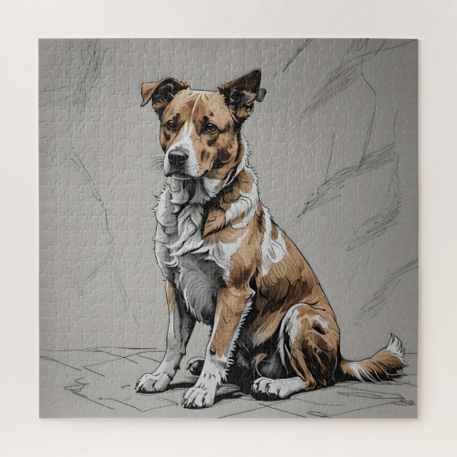 Puzzle de chien Brown et blanc (Vertical)