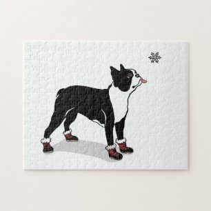 Puzzle de chien de Boston Terrier d'hiver avec la
