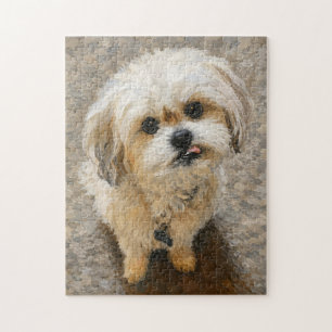 Puzzle de chien Malshi avec gris et beige