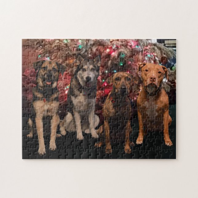 Puzzle de chiots de Joyeux Noël (Horizontal)