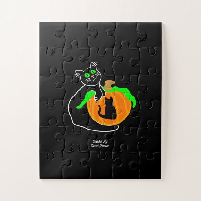 Puzzle de Citrouille de chat noir surdimensionné (Vertical)