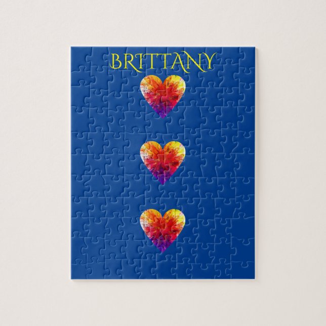 Puzzle de coeur avec nom personnalisé. (Vertical)