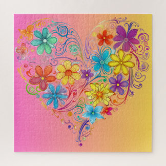Puzzle de coeur rose et jaune