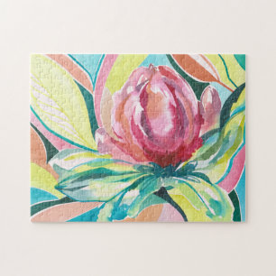 Puzzle de coloriage floral à l'aquarelle