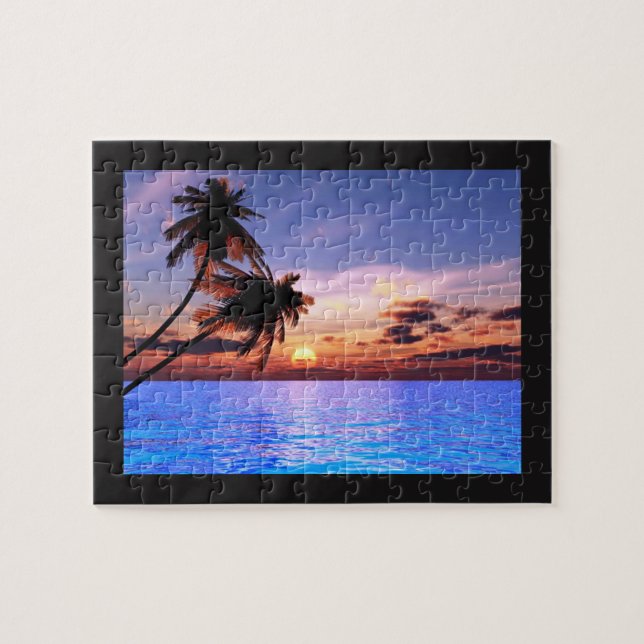 Puzzle de coucher de soleil du paradis tropical (Horizontal)