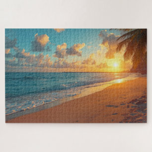 Puzzle de coucher de soleil sur une plage tropical