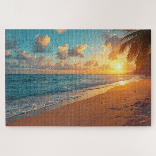 Puzzle de coucher de soleil sur une plage tropical (Horizontal)