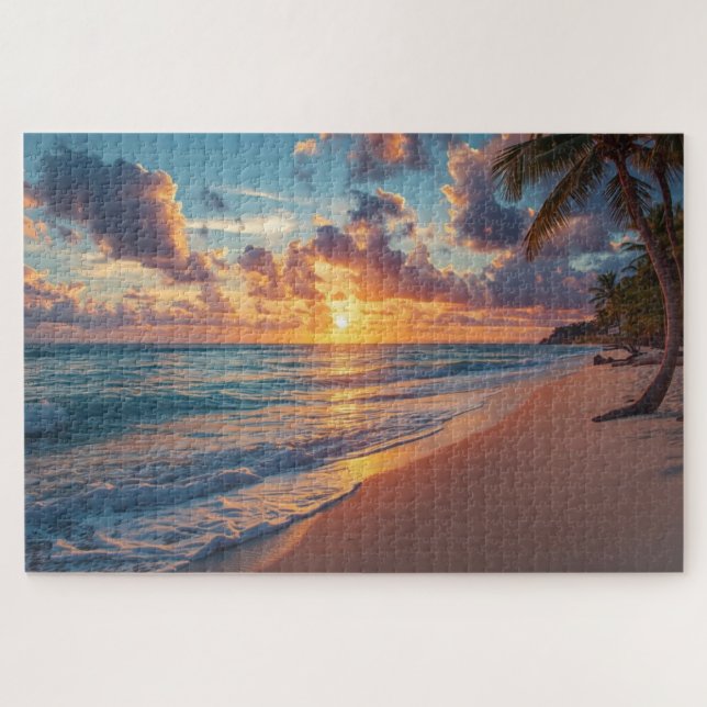 Puzzle de coucher de soleil sur une plage tropical (Horizontal)
