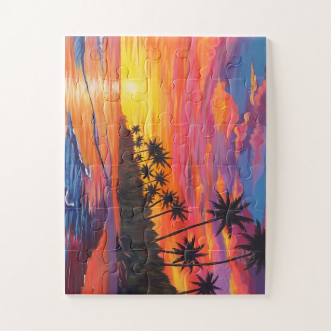 Puzzle de coucher de soleil tropical  (Vertical)