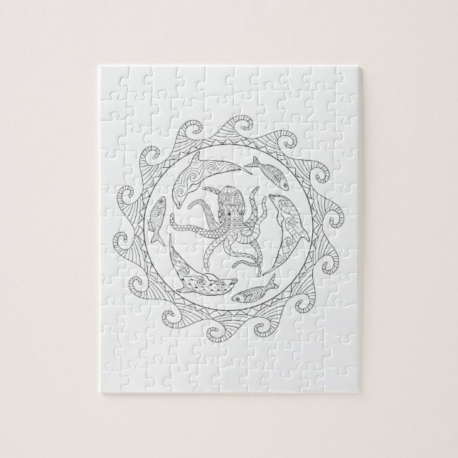 Puzzle de couleurs pour adultes Sea Life (Vertical)