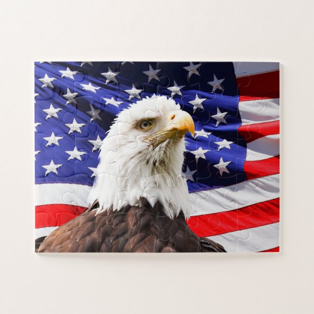 PUZZLE DE COUPE PATRIOTIQUE DRAPEAU AMÉRICAIN AIGL (Horizontal)