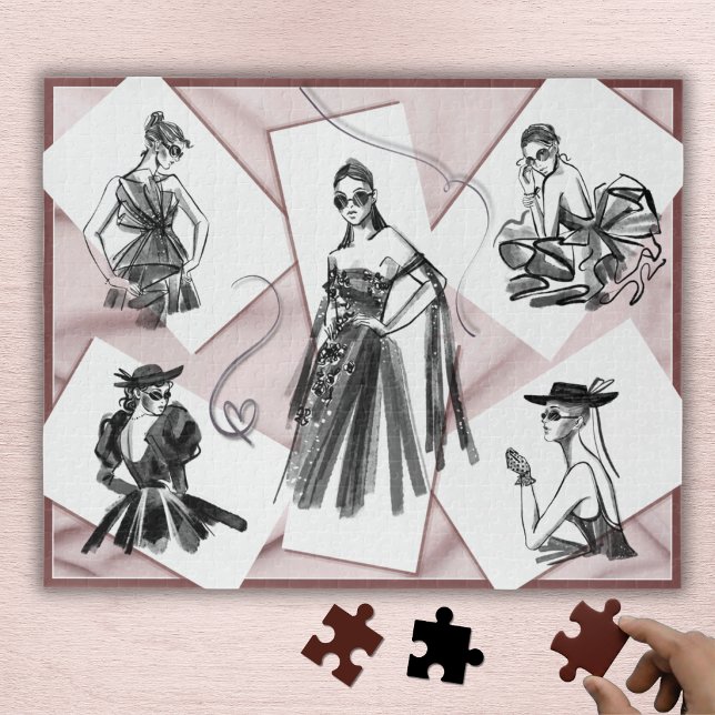Puzzle de croquis de créateur de mode de couture d (Chic boutique couture fashion designer sketch puzzle for fashionistas. Glamour gift for her!)