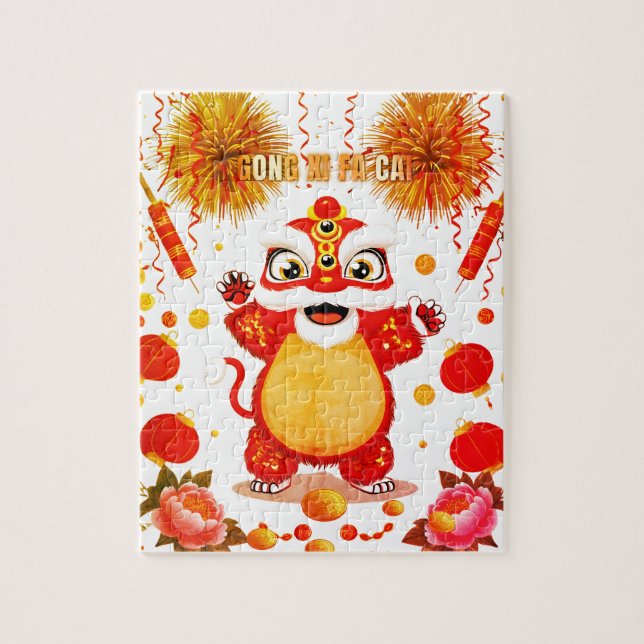Puzzle de danse du lion pour enfants (Vertical)
