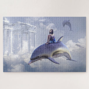 Puzzle de dauphin volant de fantaisie violet