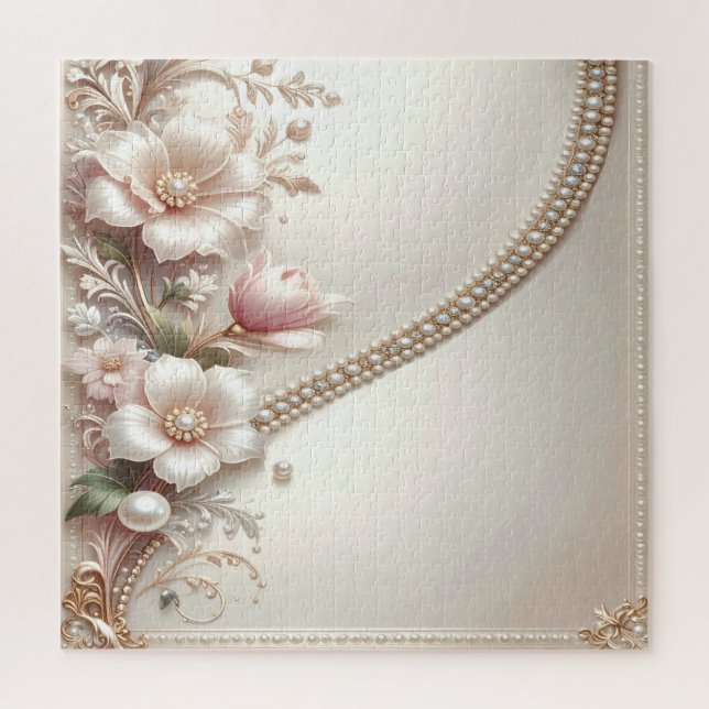 Puzzle de découpe avec embellissements floraux et  (Vertical)