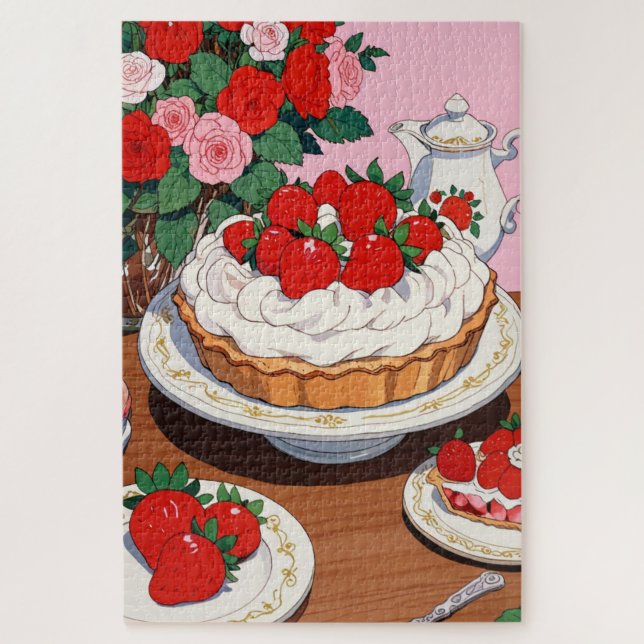 Puzzle de dessert à la fraise (Vertical)
