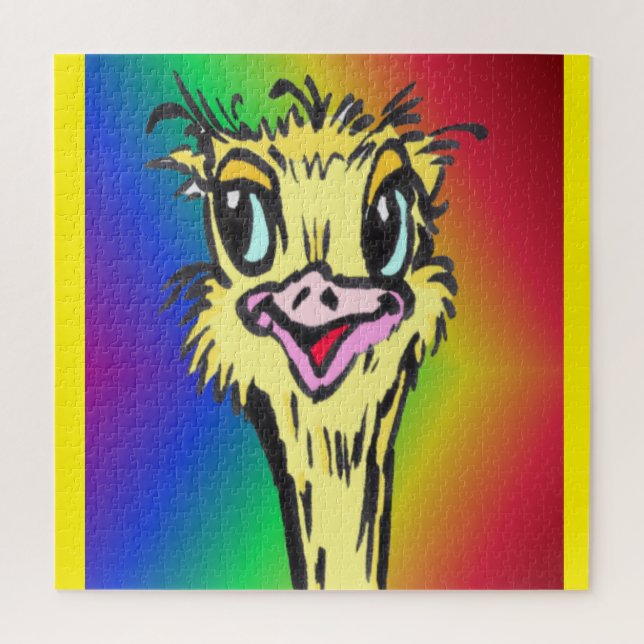 Puzzle de dessin : Cute Ostrich Rainbow (Vertical)