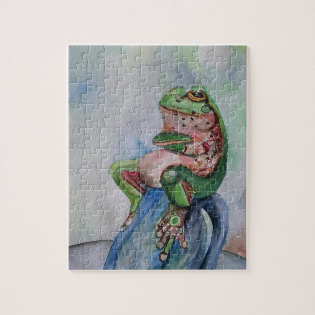 Puzzle de dessin de l'aquarelle de grenouille (Vertical)