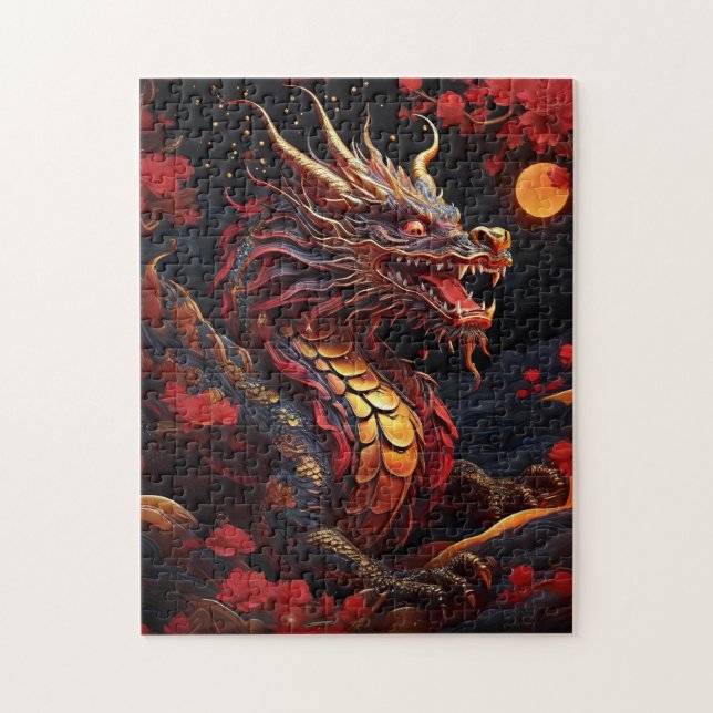 Puzzle de dragon chinois - Mythique scie asiatique (Vertical)