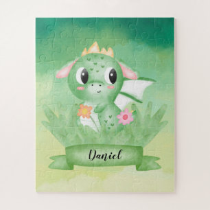 Puzzle de dragonnet bébé mignon aquarelle