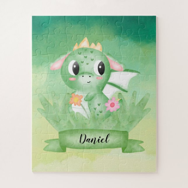 Puzzle de dragonnet bébé mignon aquarelle (Vertical)