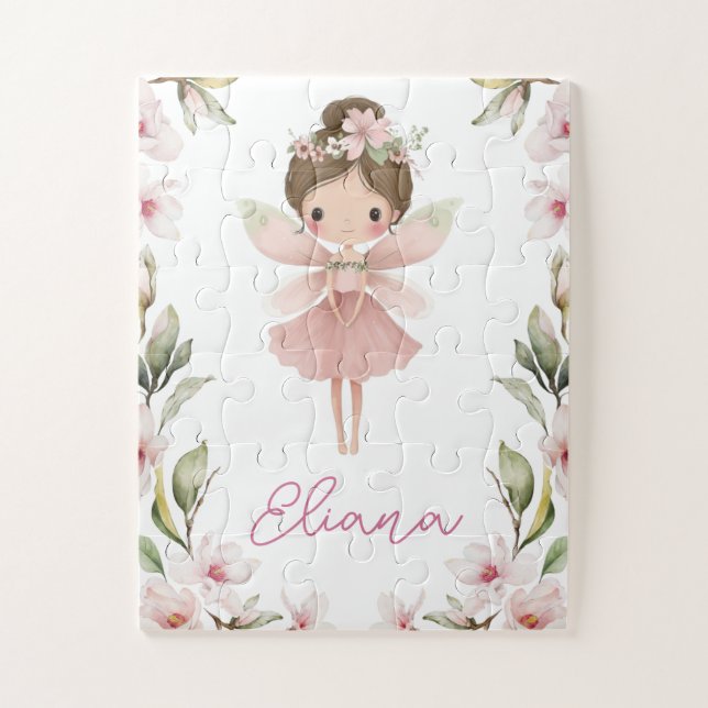 Puzzle de fée personnalisé avec nom pour filles (Vertical)