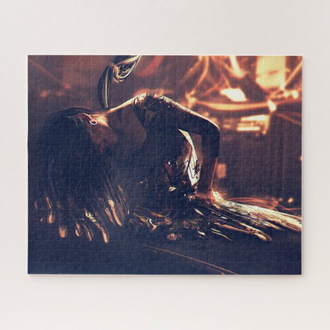 Puzzle de femme de Cyberpunk en métal (Horizontal)