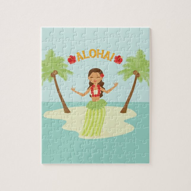 Puzzle de fille de hula de luau hawaïen mignon (Vertical)