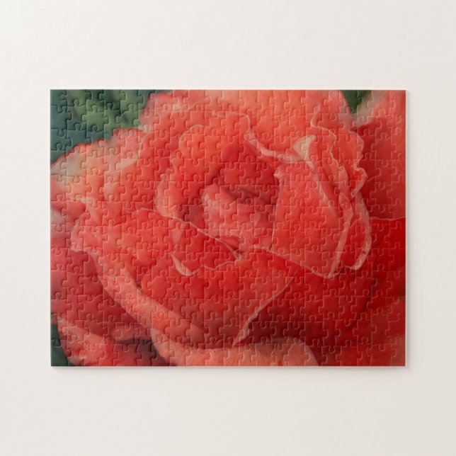 Puzzle de Fleur d'Art de Rose Rouge Clair (Horizontal)