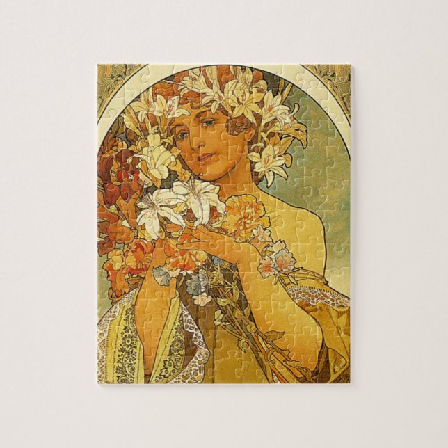 Puzzle de fleur de Nouveau Alphonse Mucha d'art (Vertical)